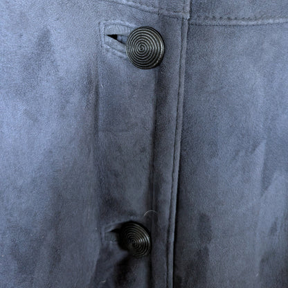 100% Shearling Suede Navy Blue Sheepskin Coat Sawyer of Napa | Vintage | M/L