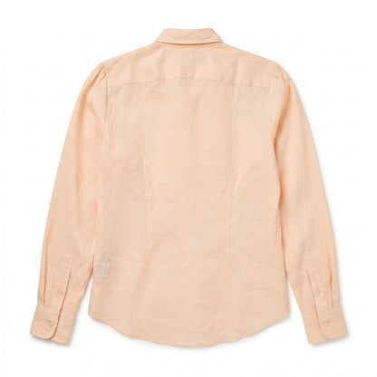 100% Linen Lauren Ralph Lauren M Blush Peach Ruffle-Front Shirt