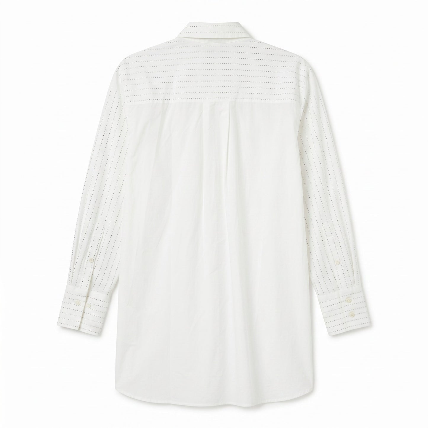 Mango MNG Selection S White Rhinestone Crystal-Stripe Oversized Shirt Limited Edition