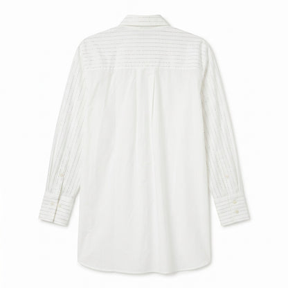 Mango MNG Selection S White Rhinestone Crystal-Stripe Oversized Shirt Limited Edition