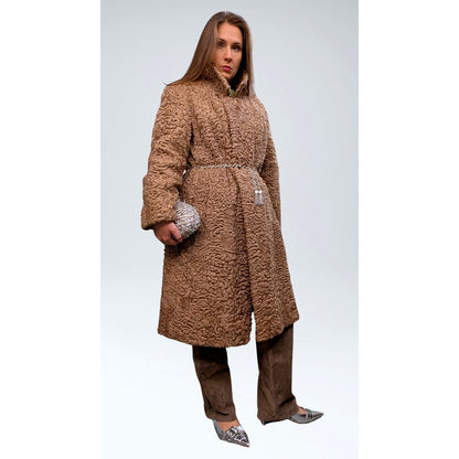 Rare Vintage Persian Lamb Fur Coat Beige Mid-Length Petite Fit