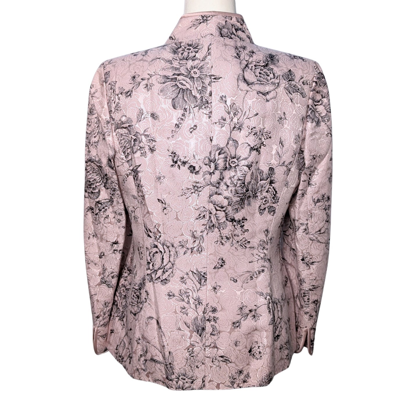 Silk Cotton Floral Blazer Pearly Pink Satin Sheen NWT