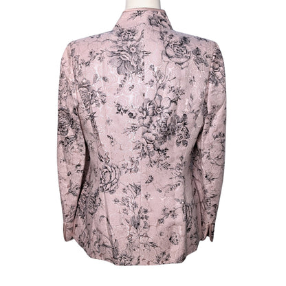 Silk Cotton Floral Blazer Pearly Pink Satin Sheen NWT