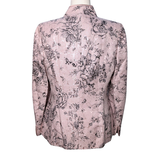 Silk Cotton Floral Blazer Pearly Pink Satin Sheen NWT