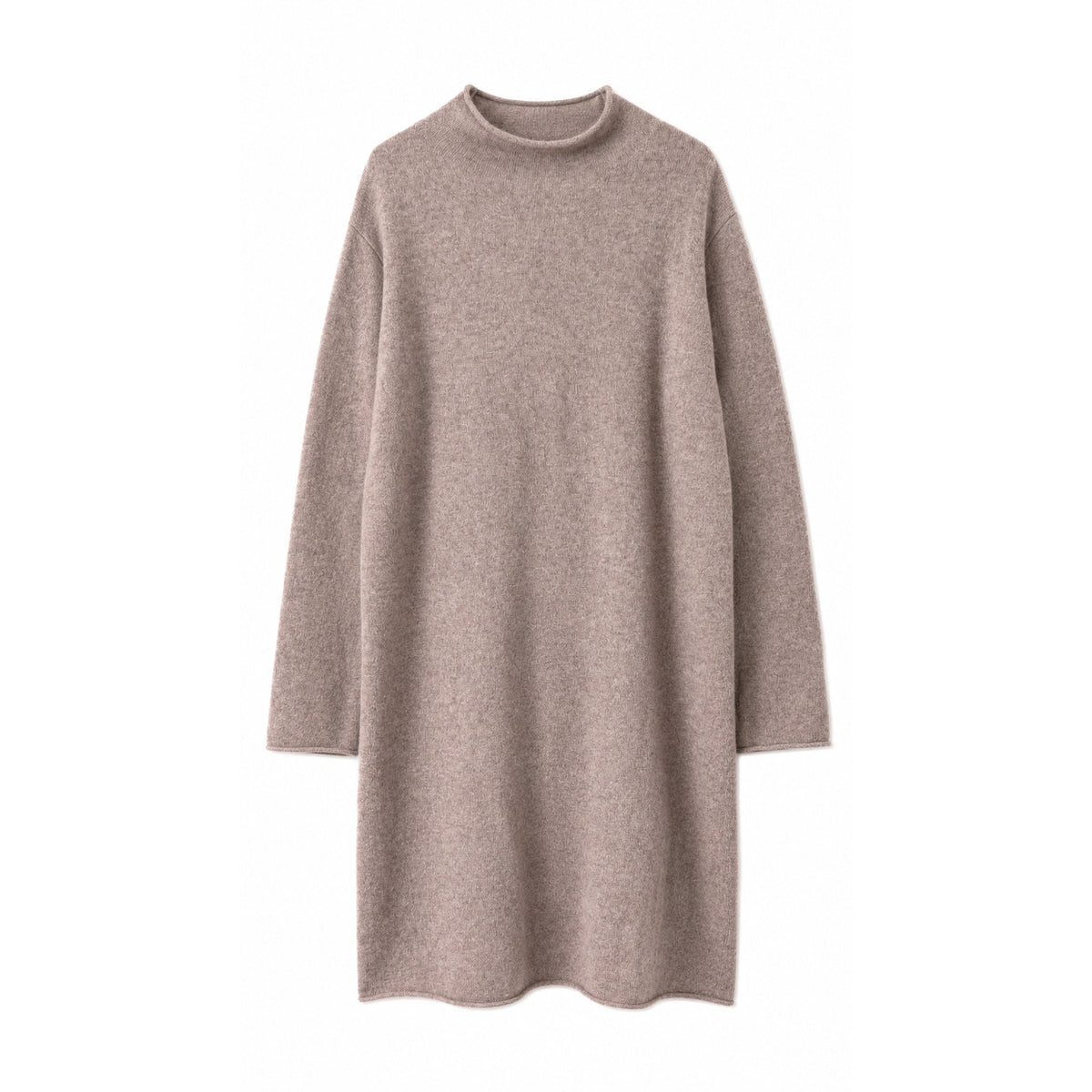 Magaschoni 100% Cashmere Mock Neck Sweater Dress, Taupe Beige, Size XL