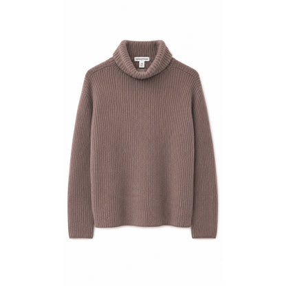 Nordstrom Wool Cashmere Blend Ribbed Turtleneck Sweater, Taupe, Size XS