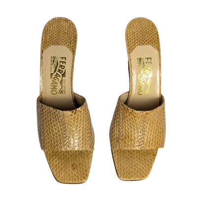 Genuine Python Snakeskin Mules Salvatore Ferragamo | Narrow Width | 9 AA