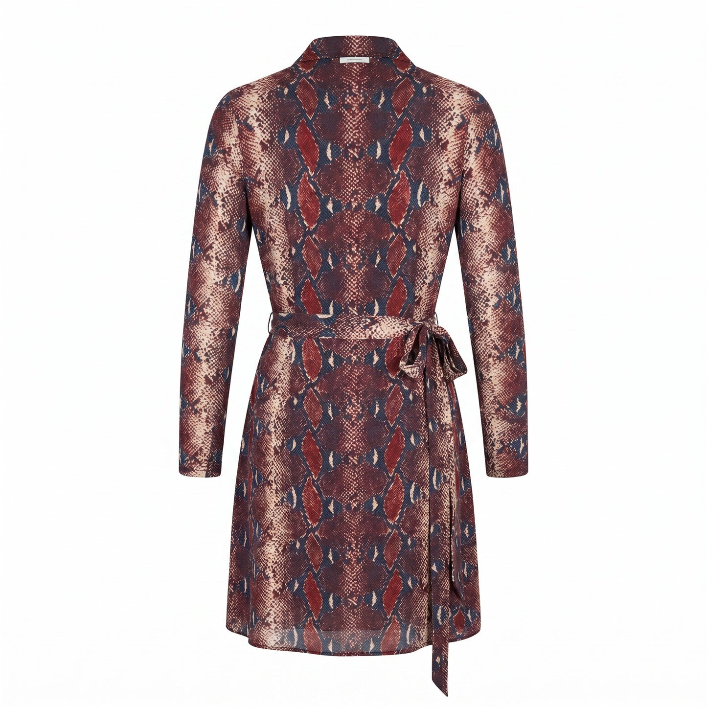 100% Silk DVF Diane Von Furstenberg Python Snake Print Wrap Dress in Burgundy