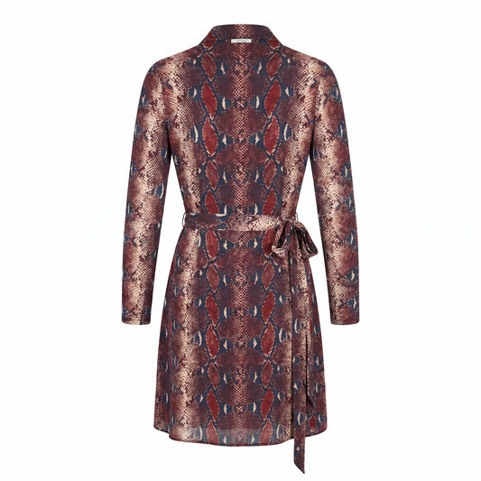 100% Silk Burgundy Python Snake Print Wrap Dress DVF Diane Von Furstenberg | 10