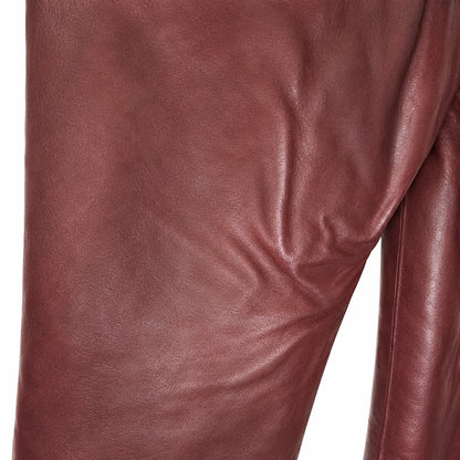 Wilsons Maxima Burgundy Genuine Leather Pants Bootcut 5 Pocket Size 12 NWT