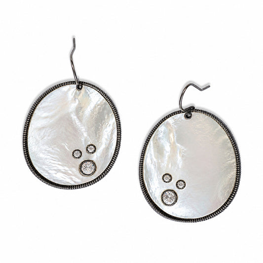 Silpada 925 Sterling Silver Mother of Pearl Crystal Drop Earrings