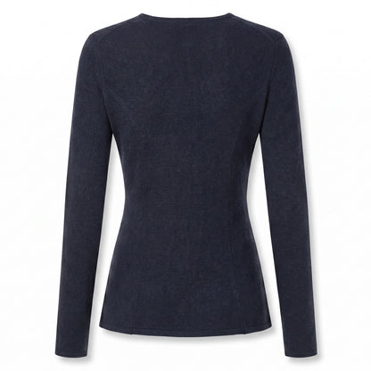 Aligne Navy Ribbed Organic Cotton Button-Front Top | 64% Organic Cotton | US 6