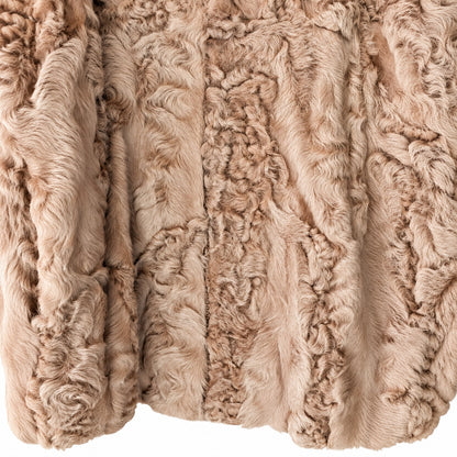 Vintage Tan Persian Lamb Fur Jacket Genuine Curly Lamb Zipper