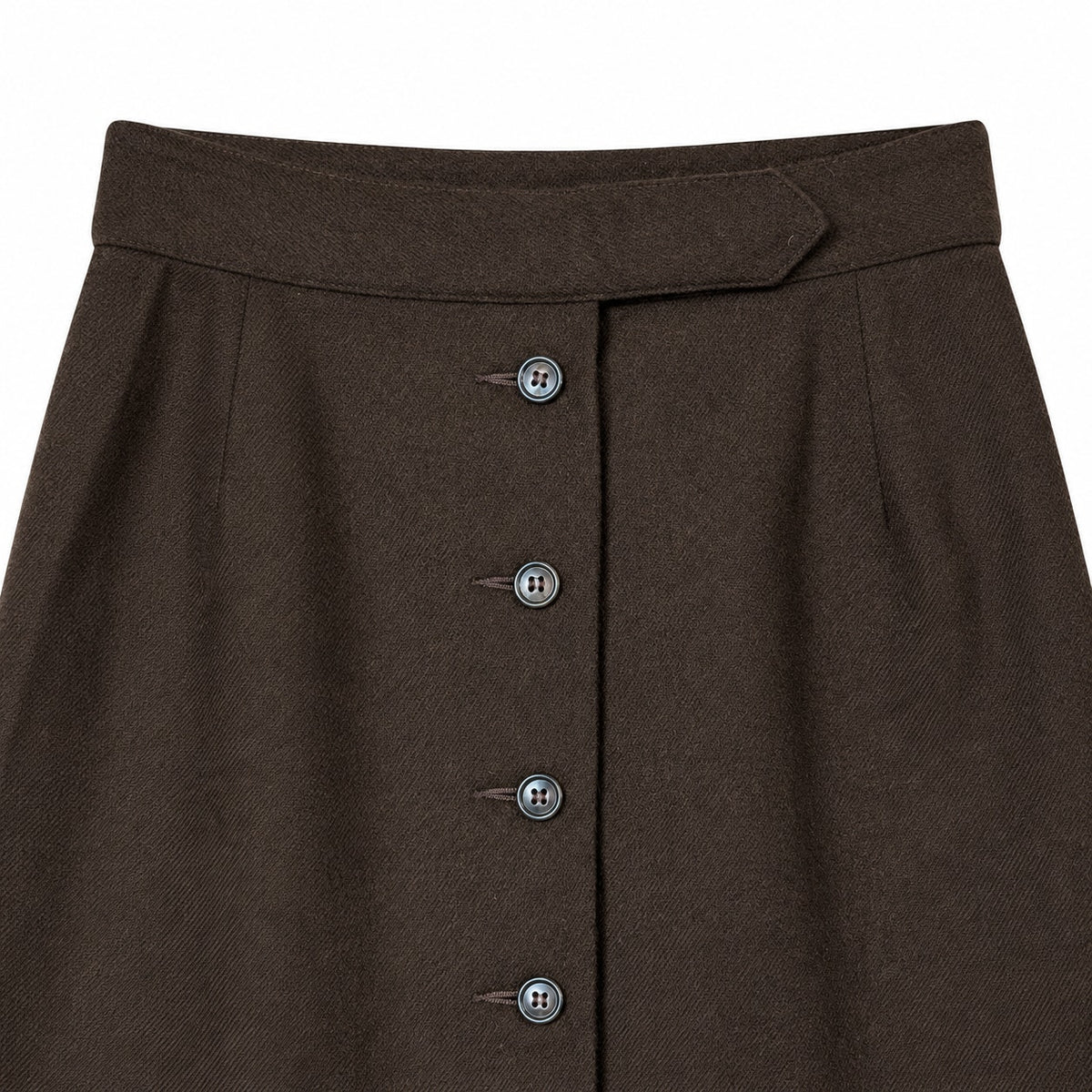 100% Wool Vintage Evan-Picone Brown Button Front A-Line Skirt