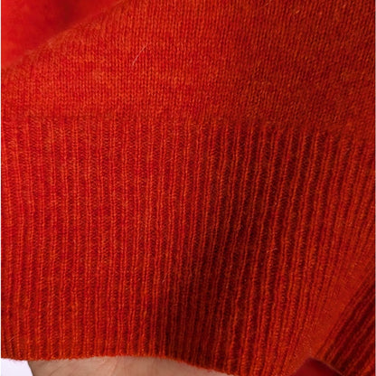 Halogen 100% Cashmere V-Neck Sweater, Red Orange, Size L