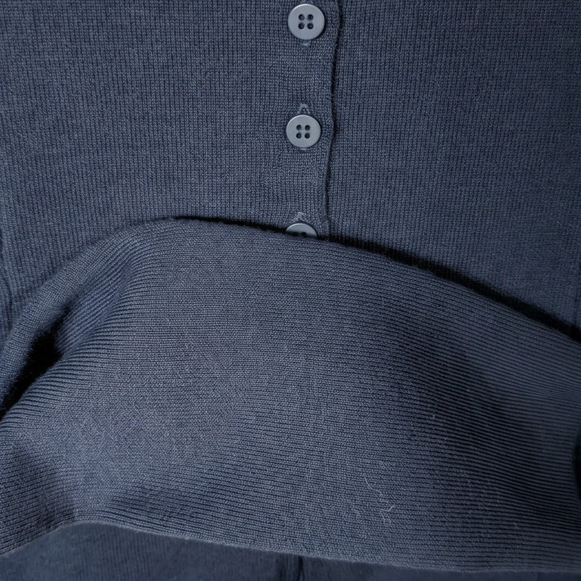 Aligne Navy Ribbed Organic Cotton Button-Front Top | 64% Organic Cotton | US 6