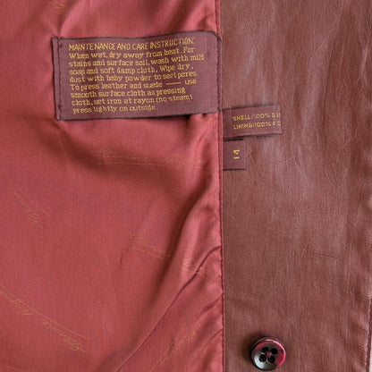 Vintage Etienne Aigner Burgundy Genuine Leather Trench Coat Belted Size 14