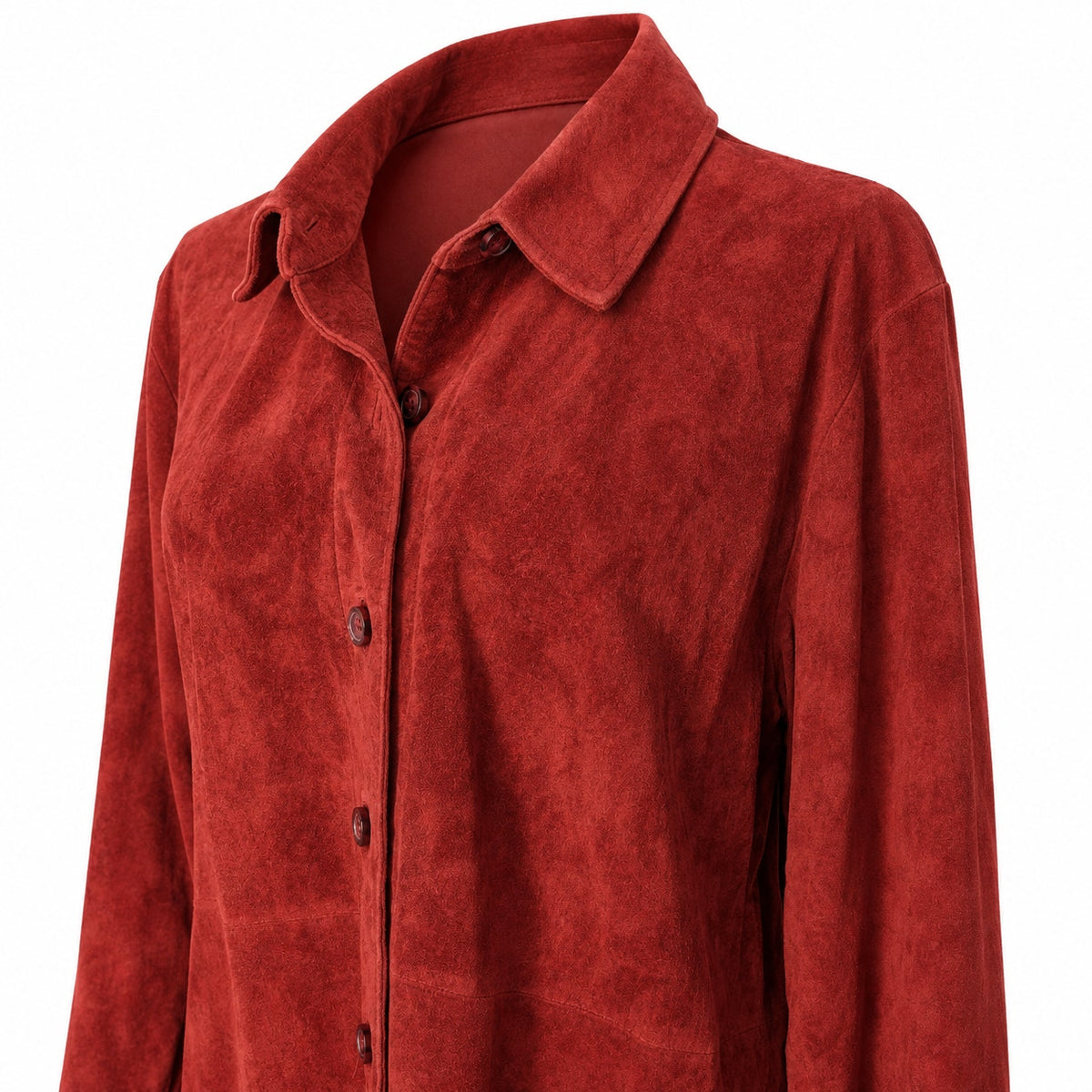 Brandon Thomas Red Suede Leather Shirt Jacket Button Front XL
