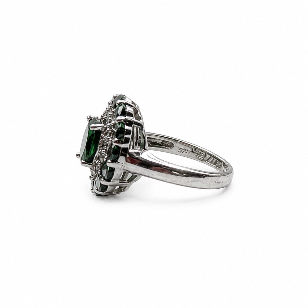 Elegant 925 Silver Chrome Diopside Ring - Size 6.75