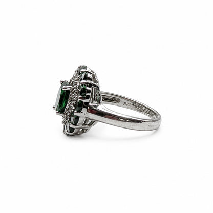 Elegant 925 Silver Chrome Diopside Ring - Size 6.75