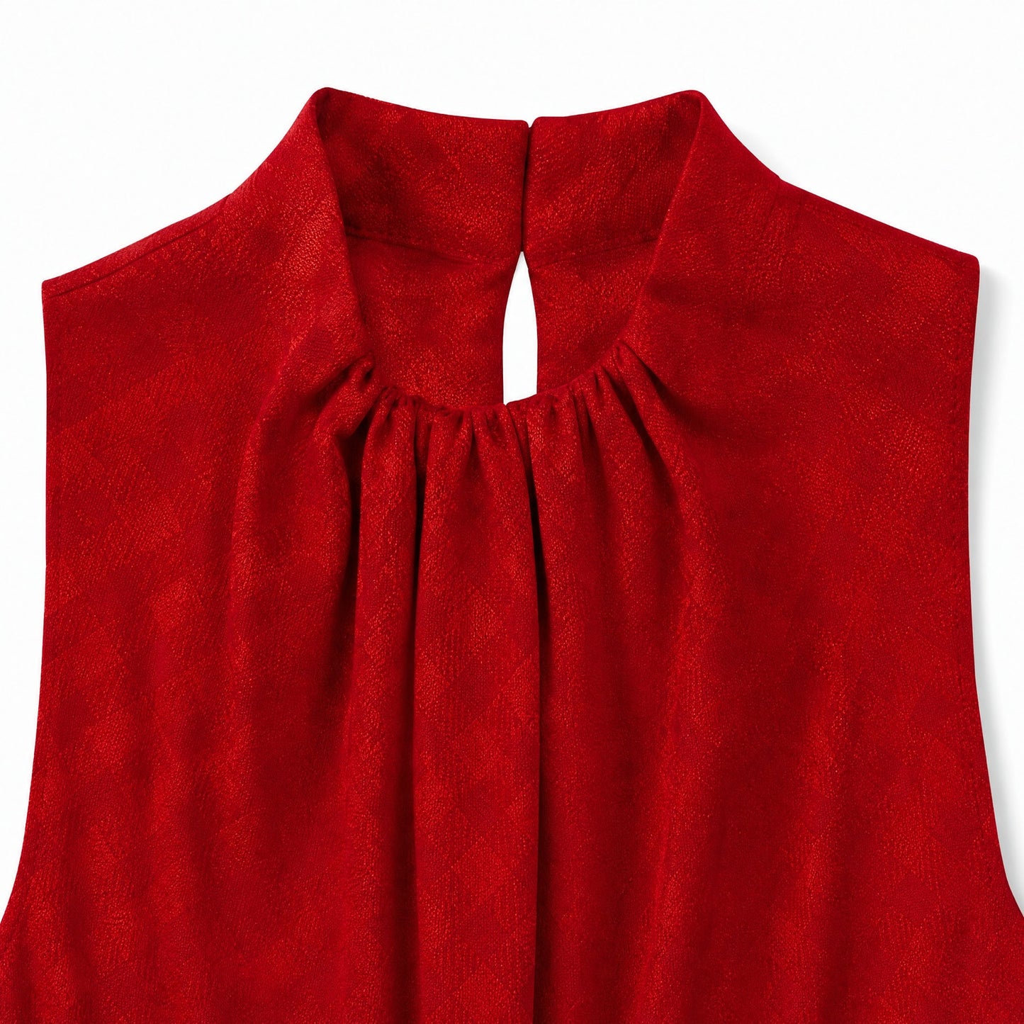 100% Silk Martin Grant Paris  Red Jacquard Sleeveless Dress | Stand Collar | NWT | Made in France