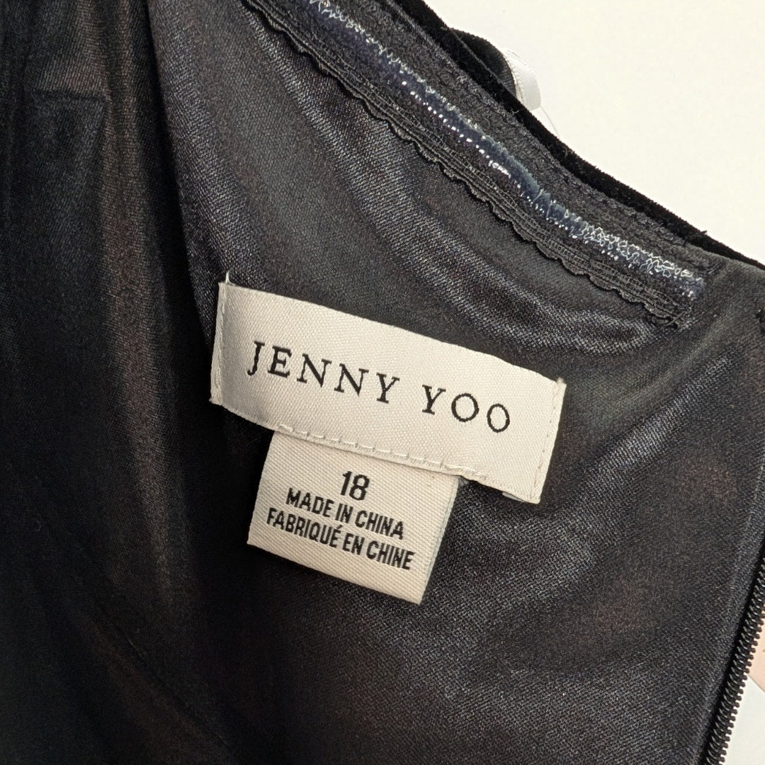 Jenny Yoo Issa Black Velvet Bridesmaid Dress - Size 18 NWT