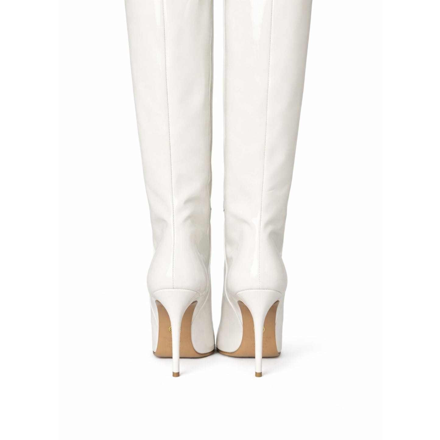 Aquazzura Brera 105 White Patent Leather Knee-High Boots Size 36.5 NWT