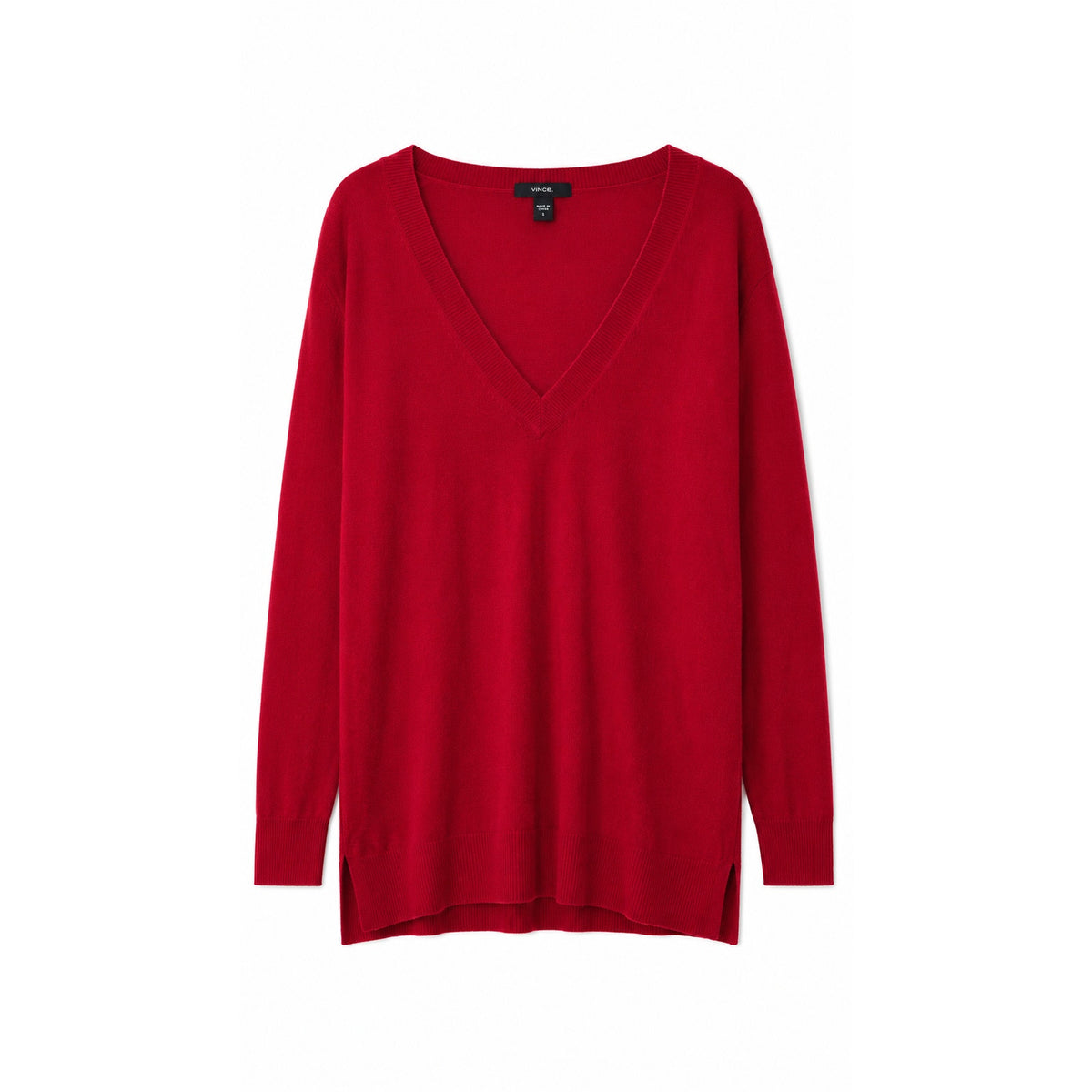 Moda International Silk Cashmere V-Neck Tunic Sweater, Red, Size L