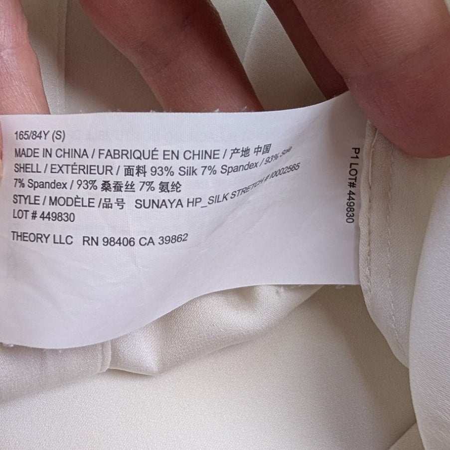 93% Silk Theory Ivory Button-Down Blouse | Size S