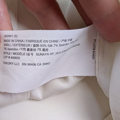 93% Silk Theory Ivory Button-Down Blouse | Size S