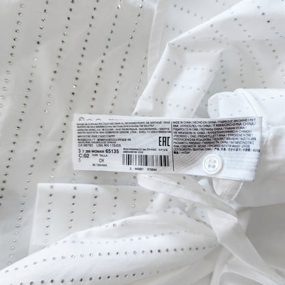Mango MNG Selection S White Rhinestone Crystal-Stripe Oversized Shirt Limited Edition