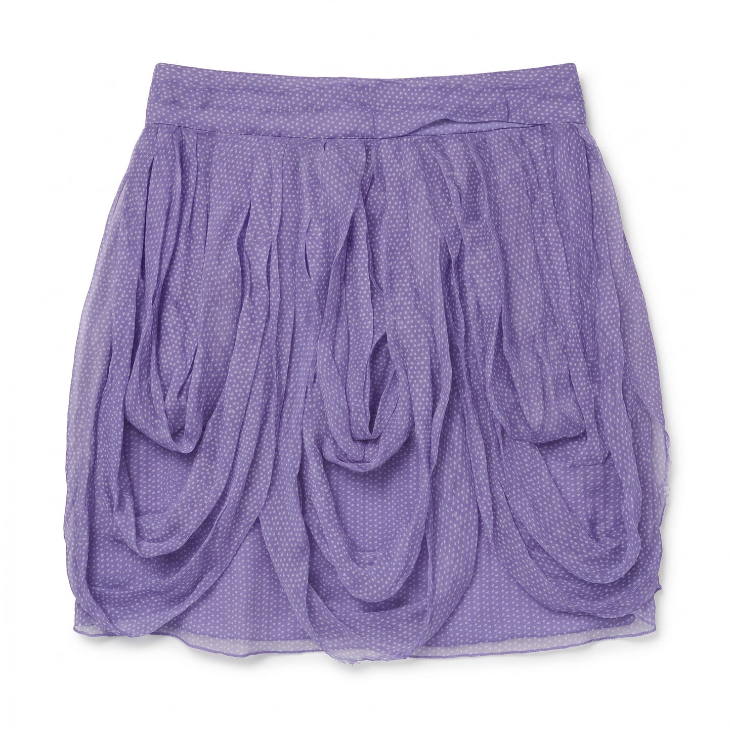100% Silk Emporio Armani Purple Lavender Polka Dot Bubble Tulip Skirt