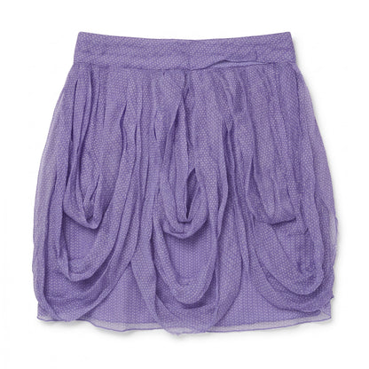 100% Silk Emporio Armani Purple Lavender Polka Dot Bubble Tulip Skirt