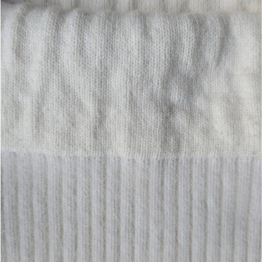 White Fuzzy Wool Angora Feel Mock Neck Sweater, Double Layer Knit, Size M