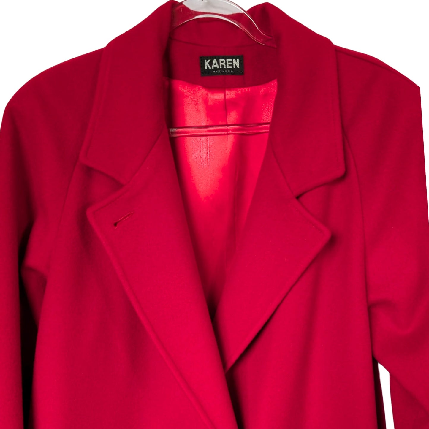 Karen 100% Wool Coat Double-Breasted Red Coat Relaxed Fit