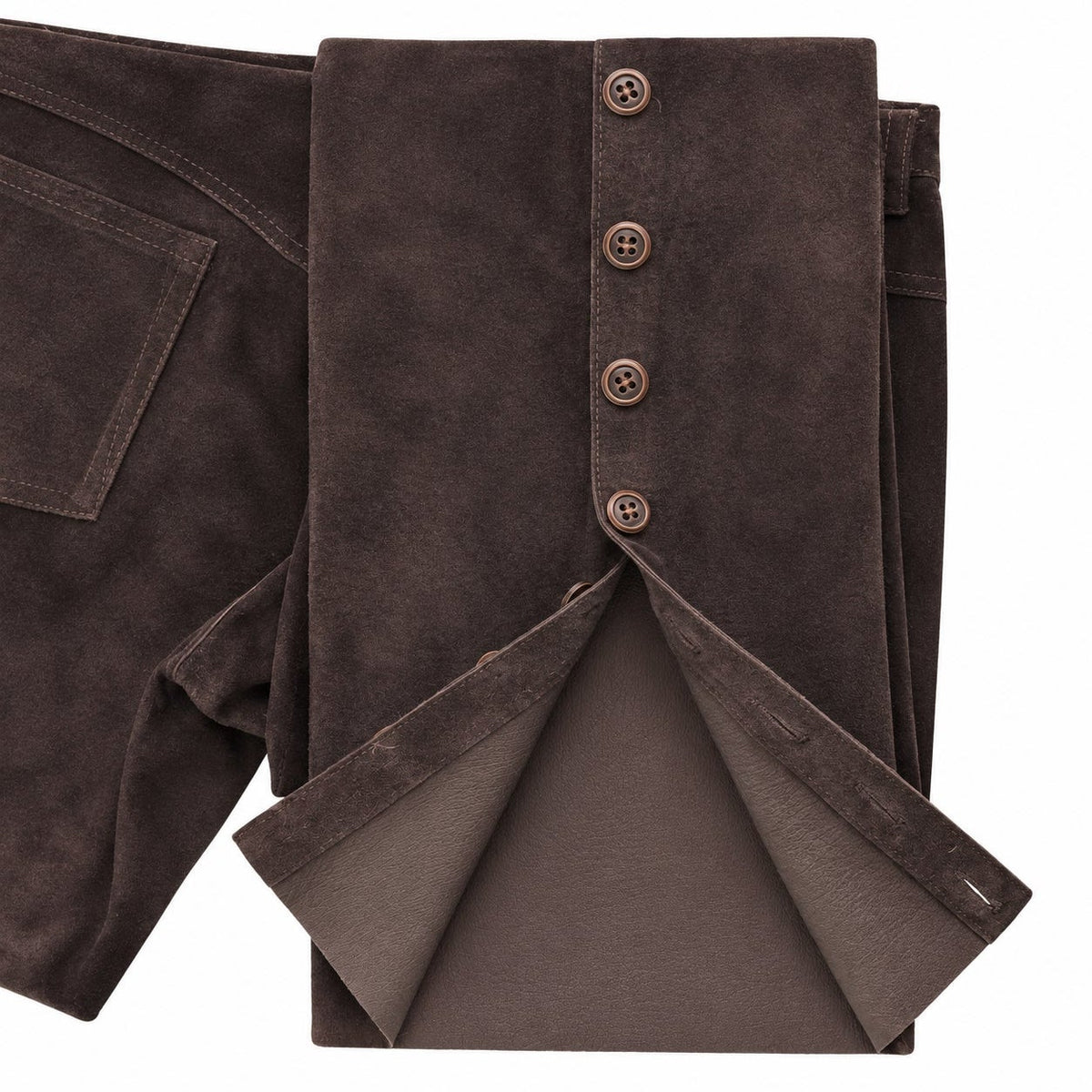 RARE Brown Super Low-Rise Genuine Suede Flare Pants