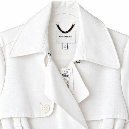 Banana Republic Ivory Linen Cotton Trench Coat Belted Double Breasted S NWT