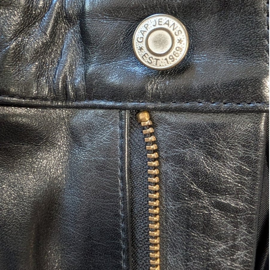 GAP Black Genuine Leather Bootcut Pants