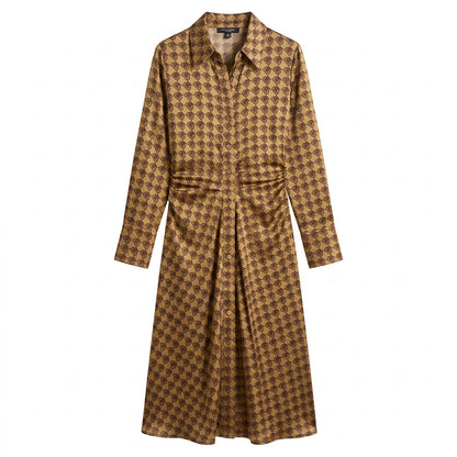 NWT 100% Silk Banana Republic  Monogram Print Shirt Dress | Long Sleeve | XL