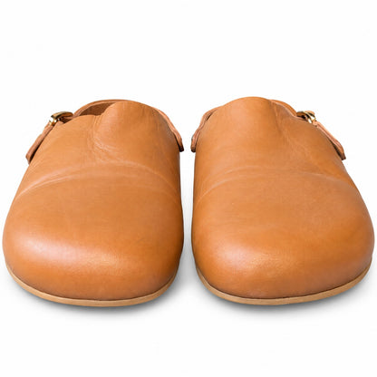 Beatrice Valenzuela Tan Leather Slingback Clogs Mules Made in California Size 8