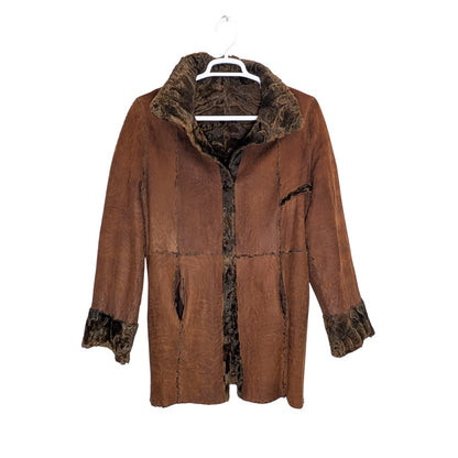 Auburn Brown Lamb Shearling Reversible Jacket Genuine Fur & Leather