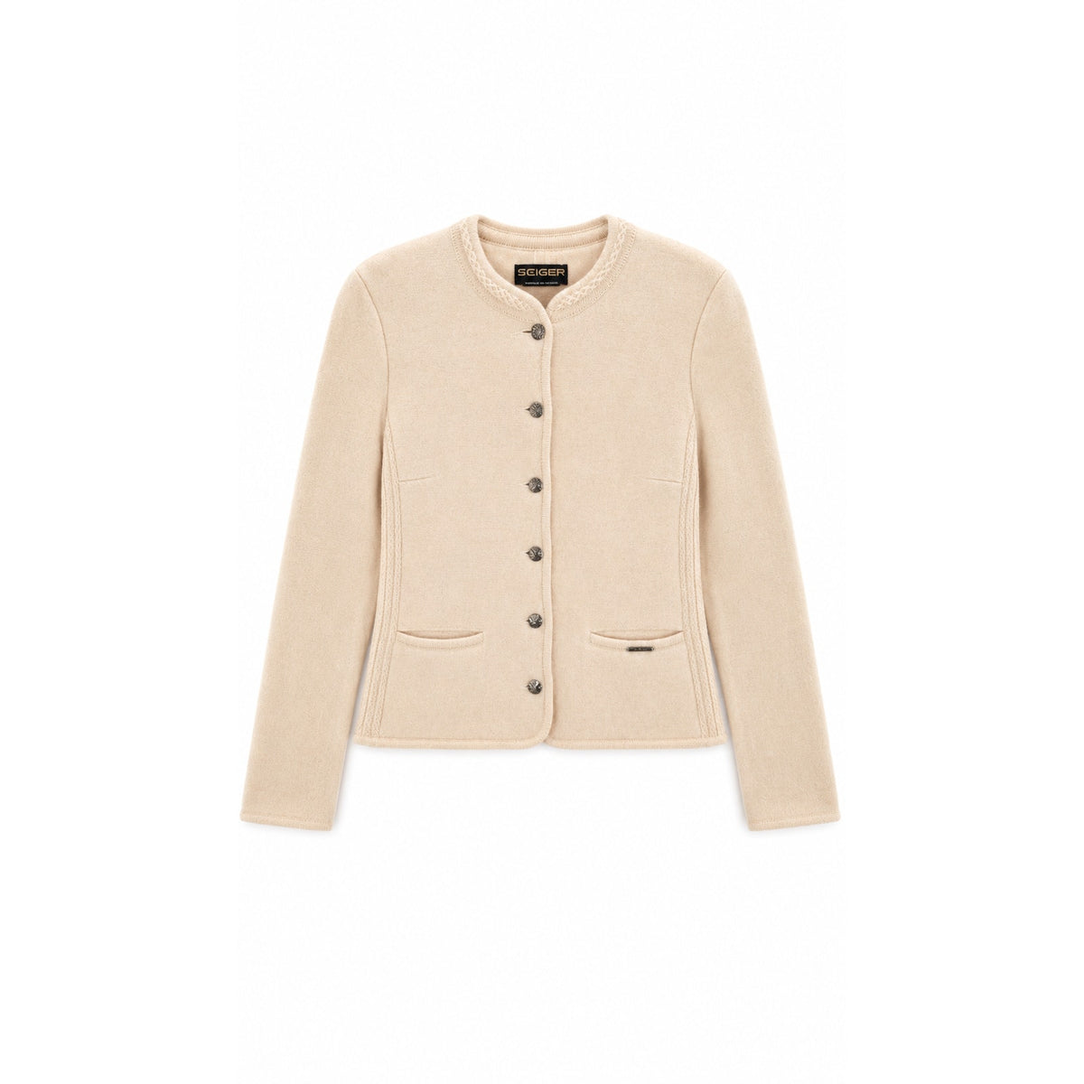 Geiger Austria Cream 100% Wool Cardigan Jacket, Boiled Wool, Size EU 38 / XS