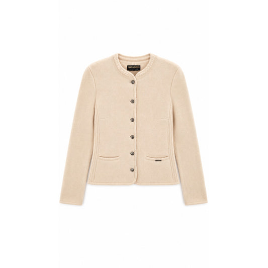 Geiger Austria Cream 100% Wool Cardigan Jacket, Boiled Wool, Size EU 38 / XS