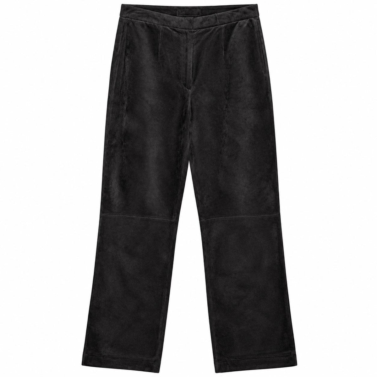 Investments Black Genuine Suede Pants Straight Leg Lined Size 10 NWT