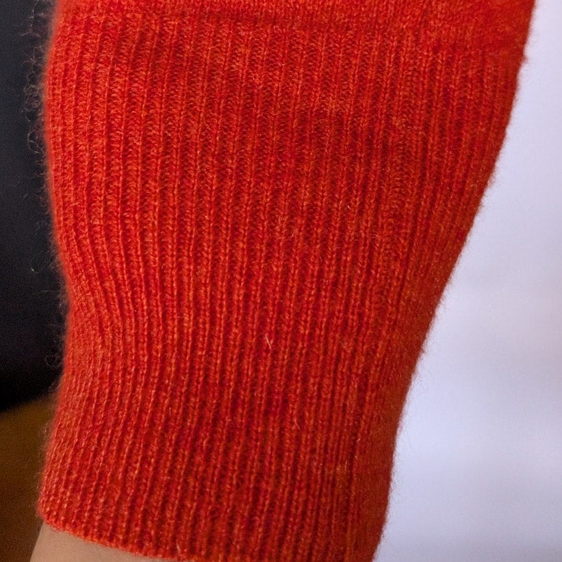 Halogen 100% Cashmere V-Neck Sweater, Red Orange, Size L