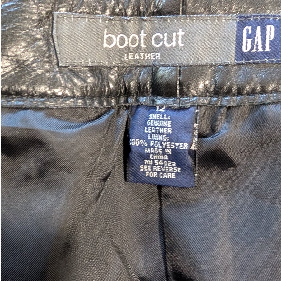 GAP Black Genuine Leather Bootcut Pants