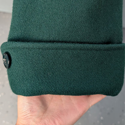 Vintage Forest Green Wool Full-Length Double-Breasted Coat Plus Size