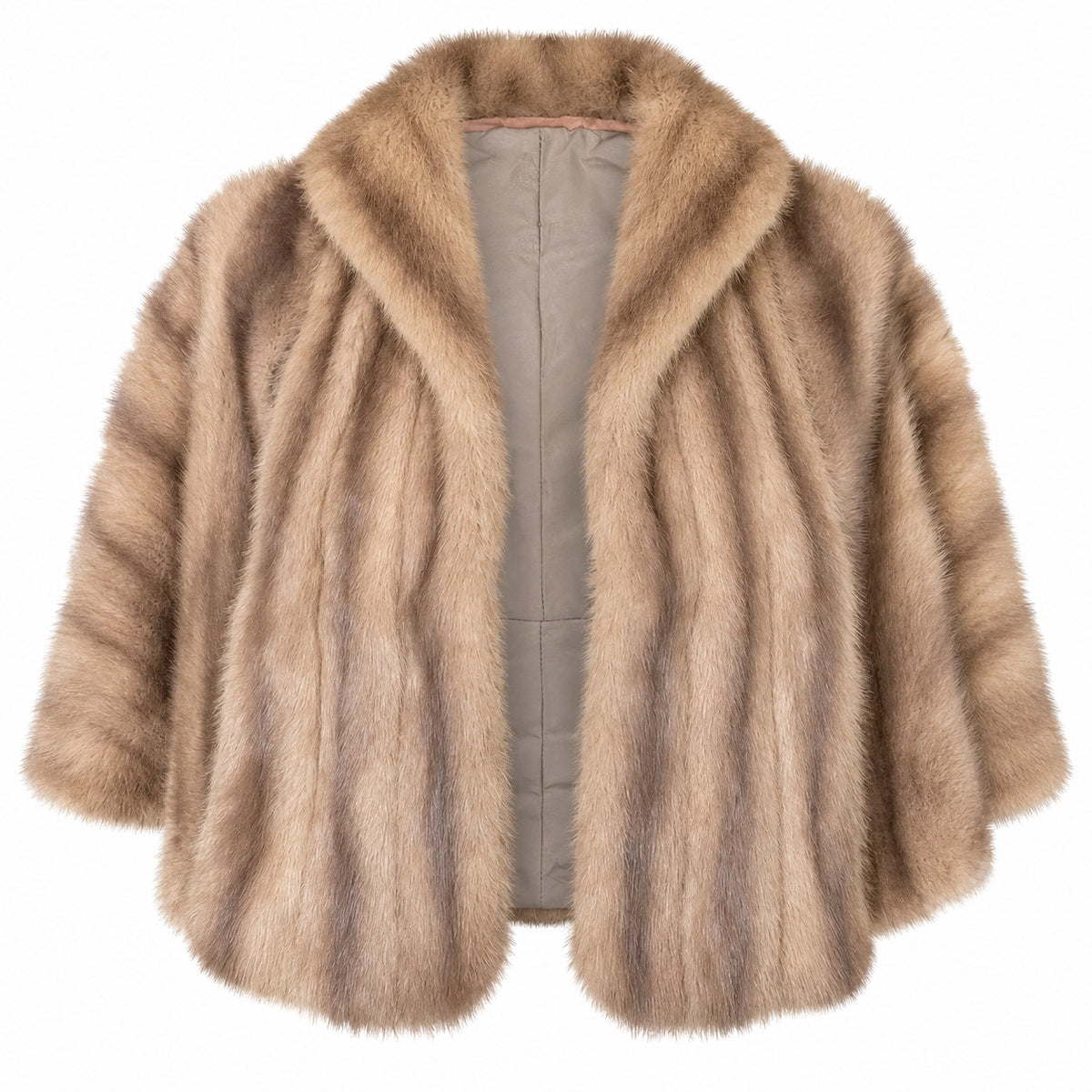 Vintage I. Magnin Genuine Mink Fur Capelet Jacket Cool Beige
