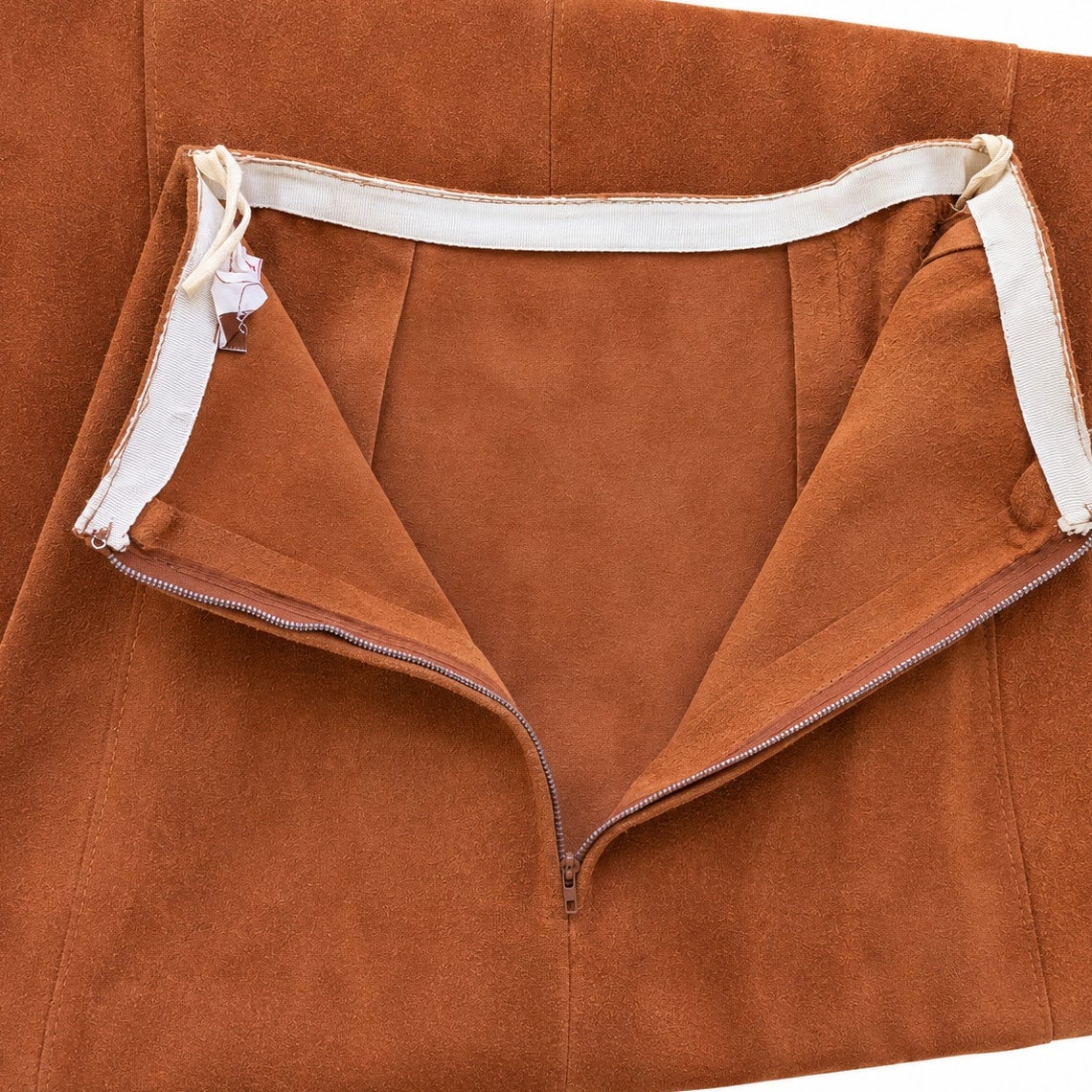 Vintage Goldwaters Toffee Brown Suede A-Line Skirt Made in England