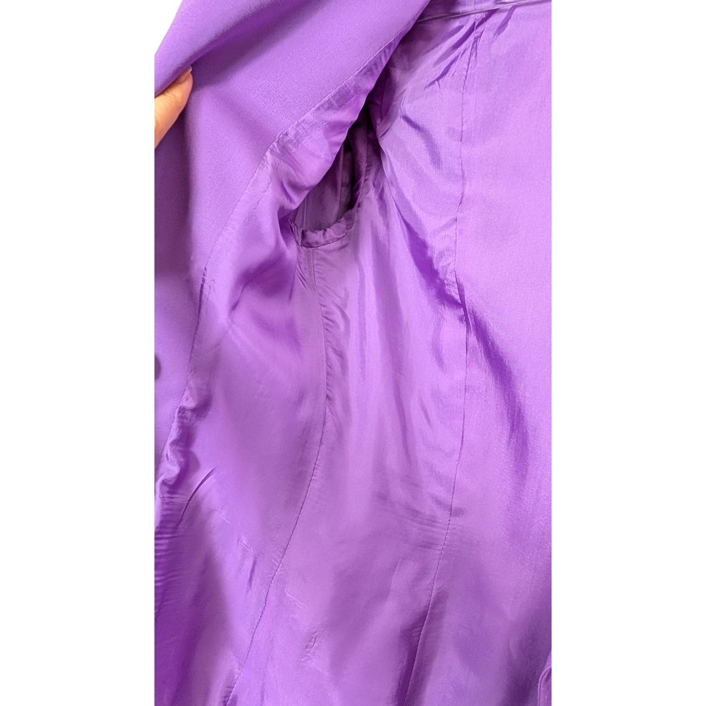Purple Double Breasted 100% Italian Wool Pantsuit — Mother of Pearl Buttons